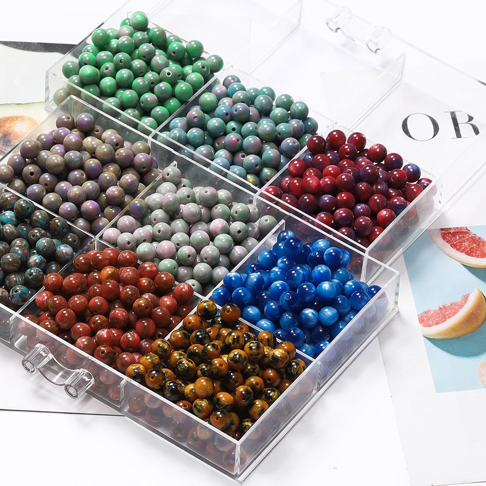 20-50pcs/lot Multicolor Resin Mitation Cat Eye Round Beads Bracelet Spacer Beads For DIY Handmade Jewelry Making Findings
