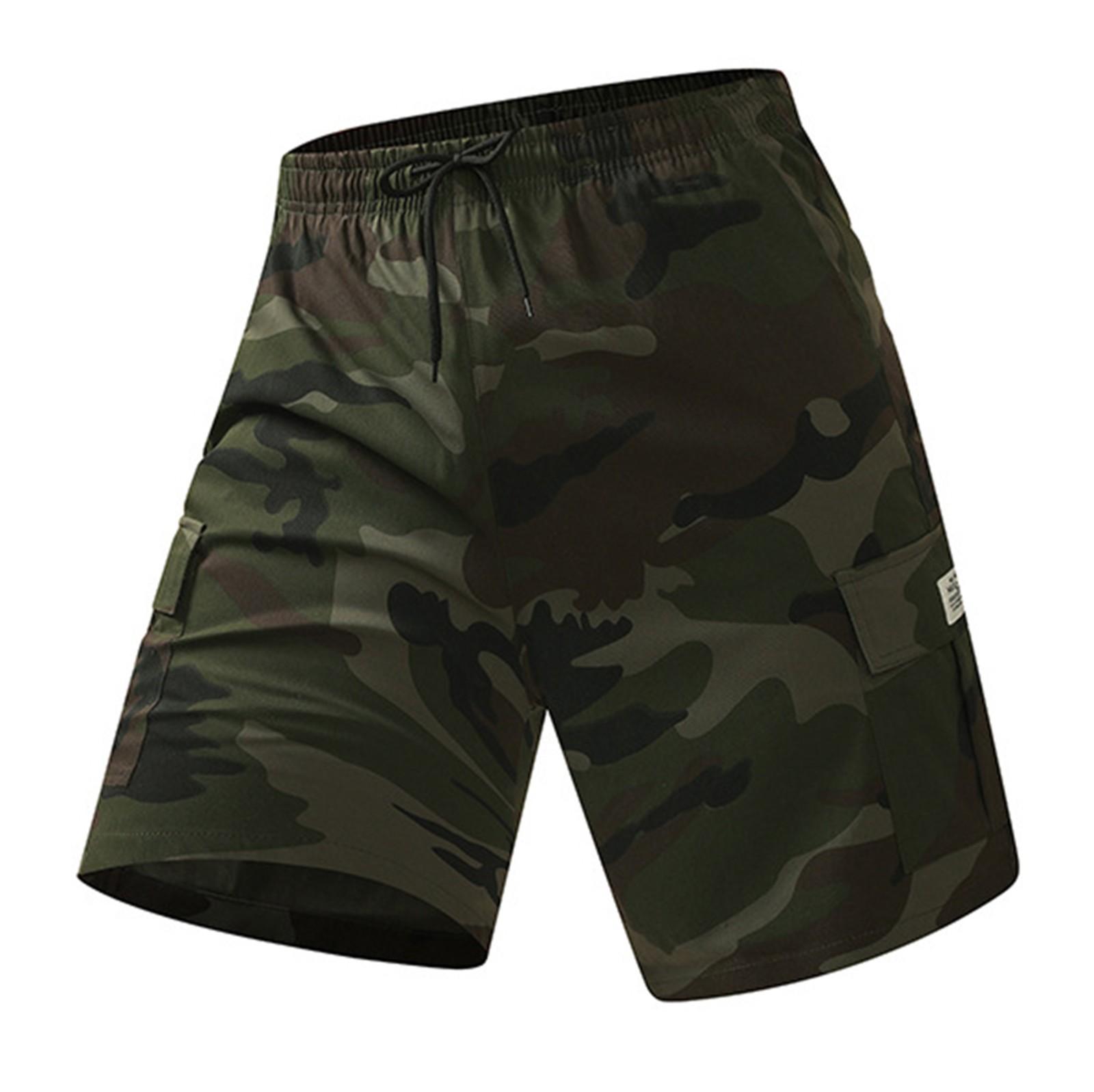 

Men s Summer Sports Workwear Elastic Drawstring Waist Camouflage Multi - Pocket Men s Casual Pants L армия зеленый