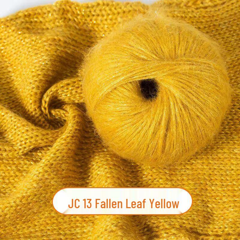 Medium-Thick Sparkly Mohair & Wool Soft Hand-Knitting Yarn Skein
