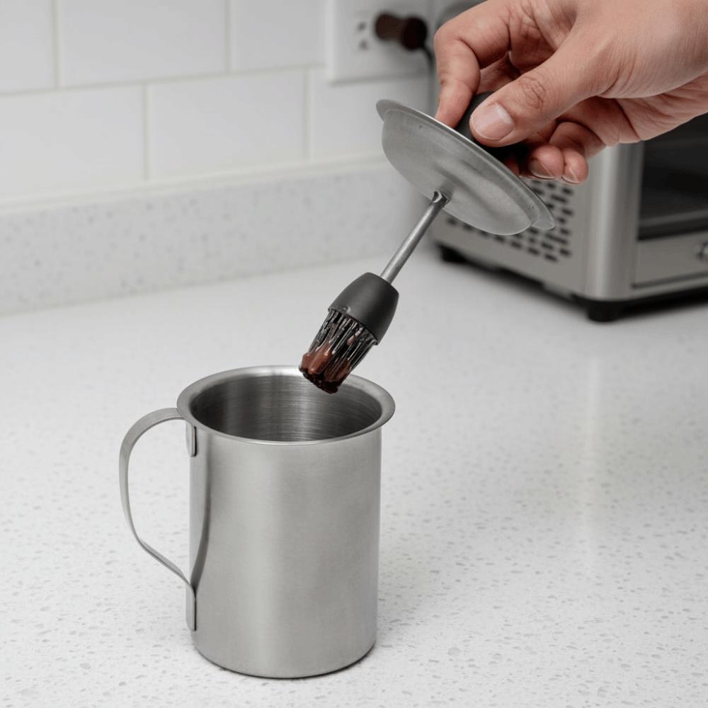 Stainless Steel Basting Pot Set Rust-proof Dustproof Lid Sauce Basting Pot with Brush Grilling Basting Pot Pancake