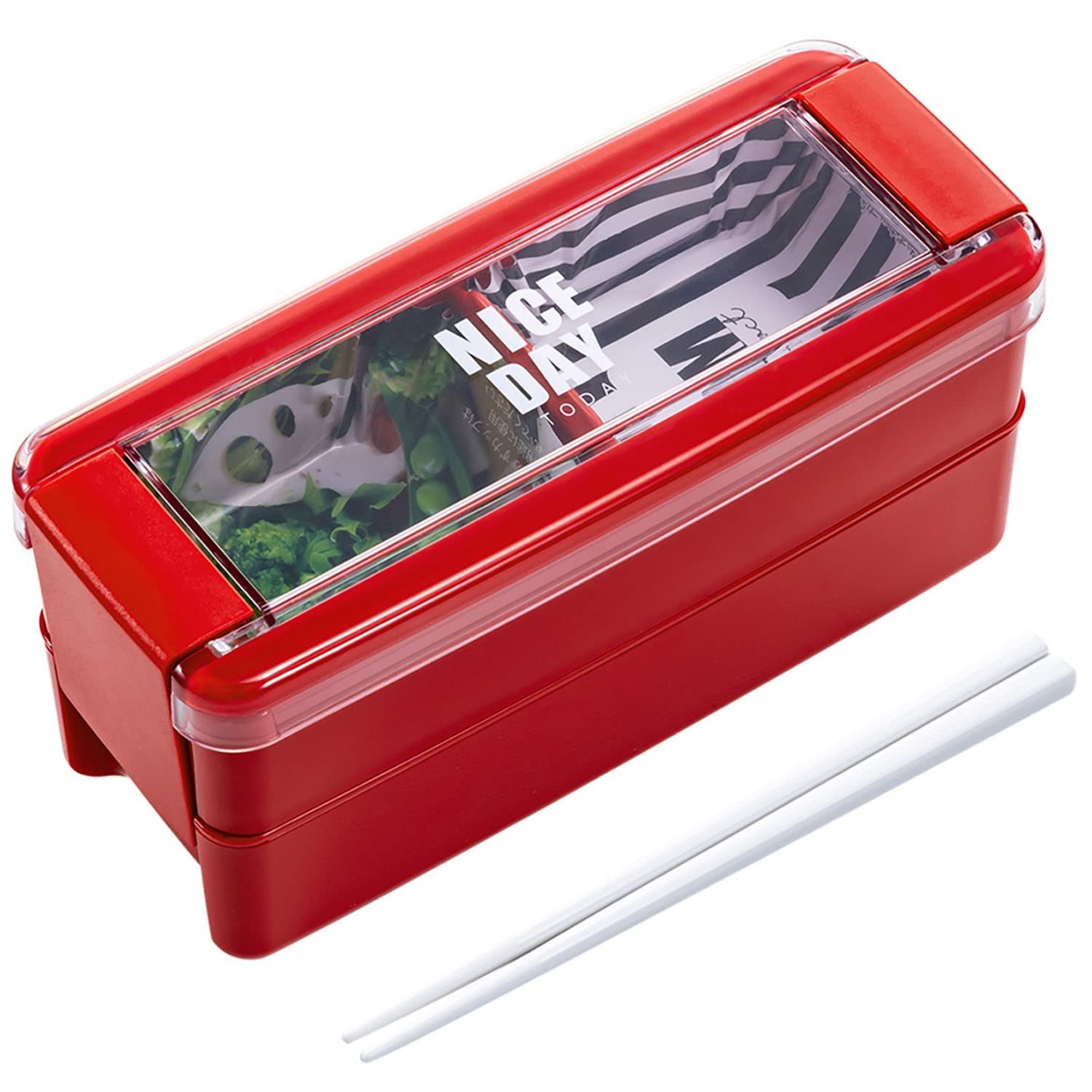 

Iwasaki Kogyo Bento Box Lunch Box Square 2 Tiers 680ml Red Easy Care