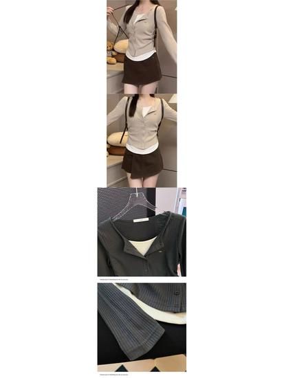 2025 New Style Women's Two-Piece Long-Sleeved Slimming T-Shirt - Autumn Niche Design.