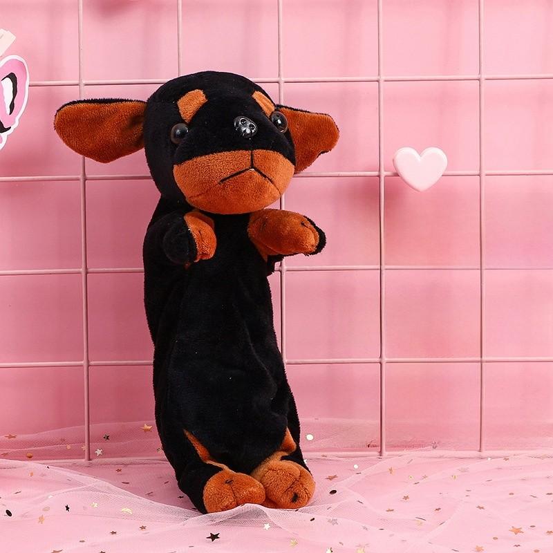 Dog Plush Pencil Case For Kids Large Capacity Creative Cartoon Animal Organizer Gift For Students