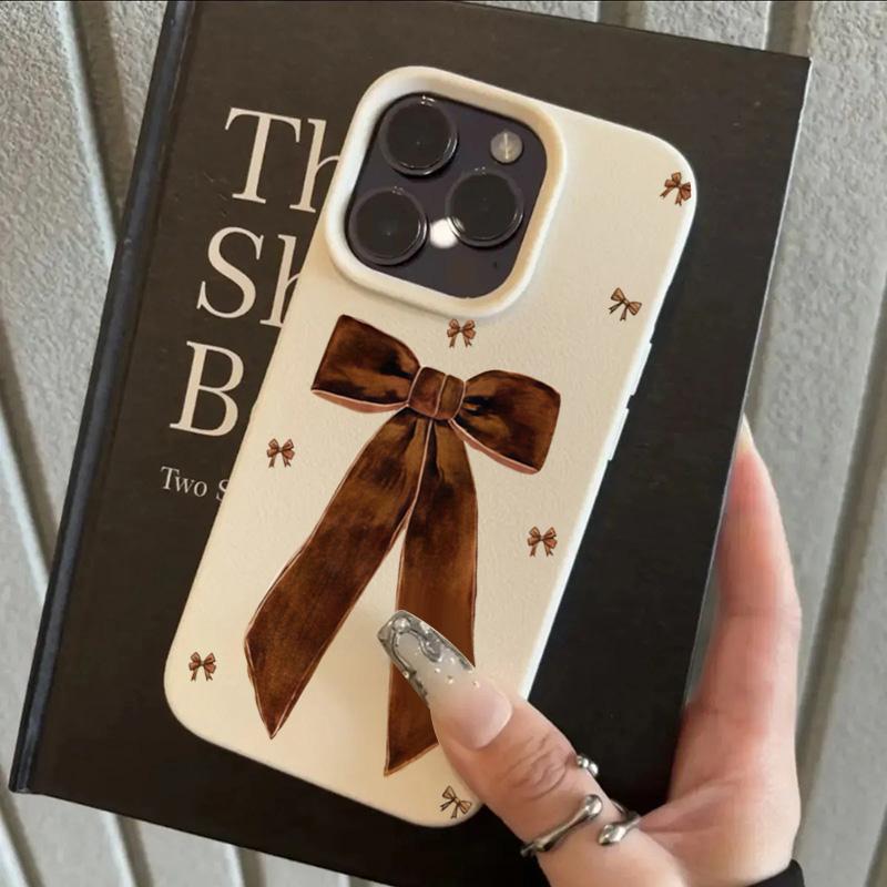 Brown Bow Print Design Phone Case For iPhone 17 Pro Max 16 Plus 15 14 13 12 11 Pro Max 16E 17Air XS X XR Soft Cover