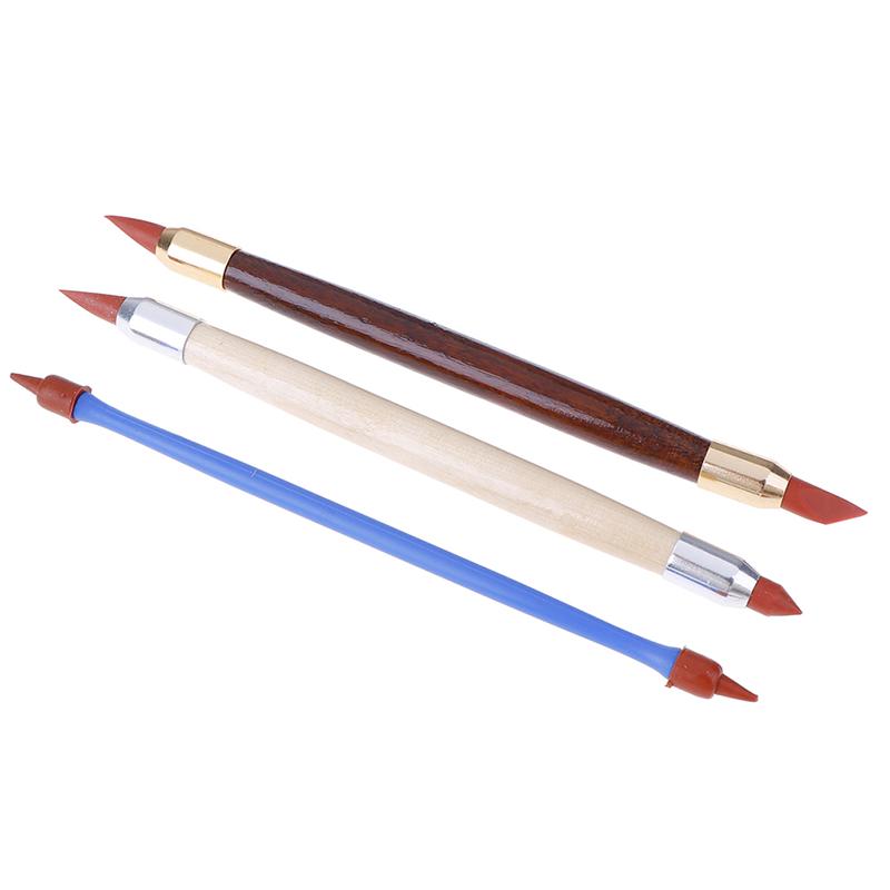 3Pcs Silicon Rubber Shaper Pen Double-Head Pottery Clay Sculpture Shaping Tools