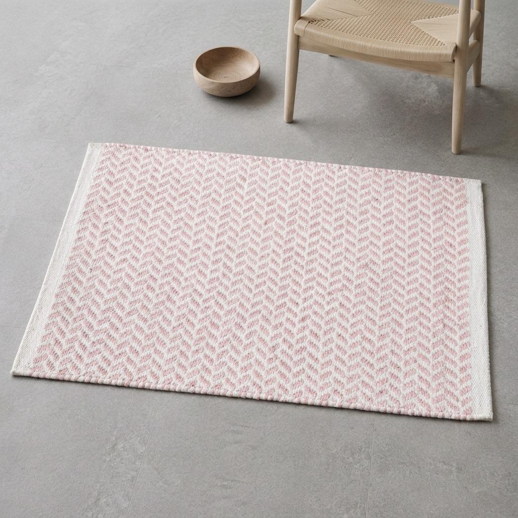 50x70cm Handwoven Cotton Doormat, Coastal Striped Entrance Mat, Non-Slip Machine Washable Absorbent Floor Rug for Kitchen Bathroom Balcony Hallway