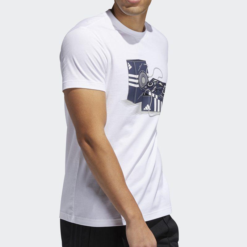 Adidas T Shirts Men's White Crew Neck Moderate Straight Fit FT2823