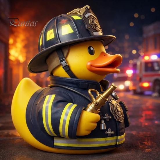 Figurine Canard Pompier Meuble Doux Créatif pour la Maison, Ornement de Bureau en Résine Durable, Ornement de Tableau de Bord de Voiture Statue Jaune pour Décoration de Bureau