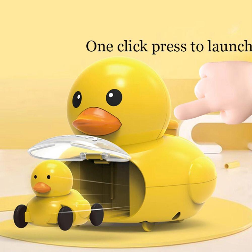 Cartoon Design Yellow Duck Launching Toy Early Education Ejection Toy Car  Educational Play