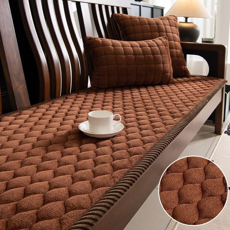 

Универсальный нескользящий мягкий коврик для дивана, утолщенный плюшевый чехол для сиденья, однотонный цвет, зима-осень, теплые диваны, полотенце, подушка для дивана, гостиная 50x50cm 1pcs