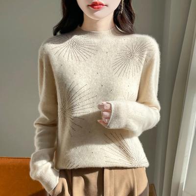 Sweater for Women Autumn Winter Thickened Pullover Warm Knitted Striped Crew Neck Base Layer Stretchy Long Sleeve Oversize Jumper Tops