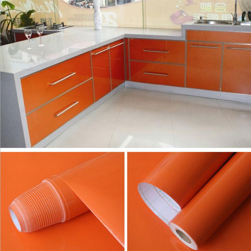 Wallpaper DIY Decorative Film PVC Self Adhesive Wall Paper Furniture Renovation Stickers Kitchen Cabinet Waterproof Wallpaper 15in x39in(40x100cm) оранжевый