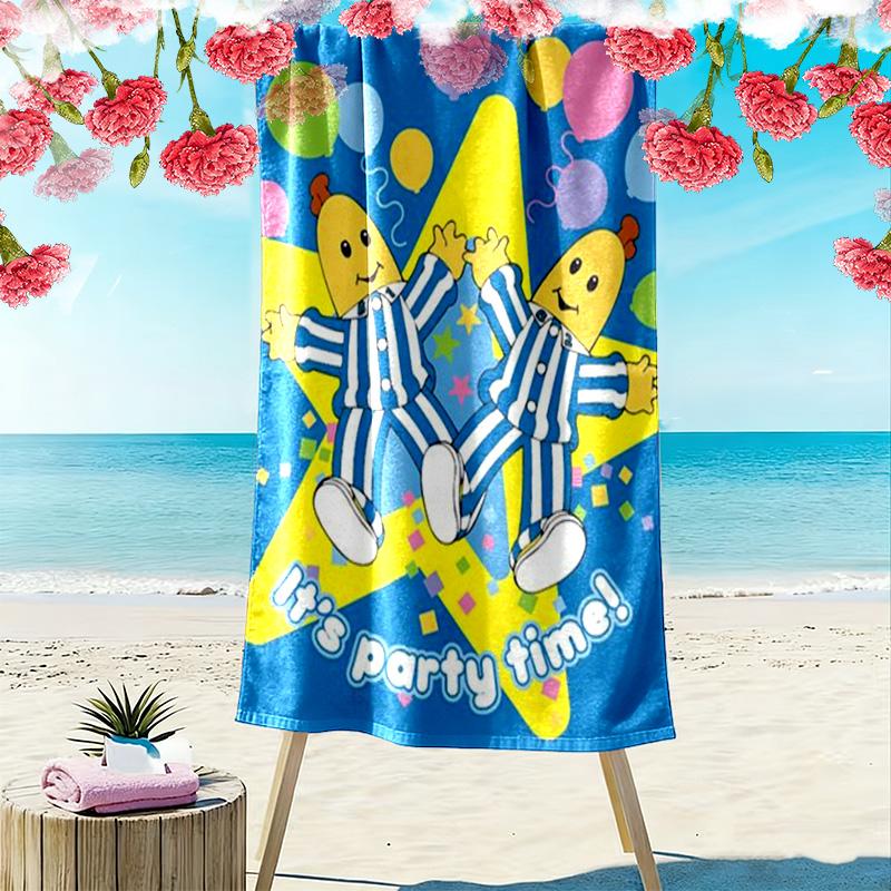 Bananas in Pyjamas Print Beach Towel, Large Soft Quick Dry Towel for Beach Camping Swimming