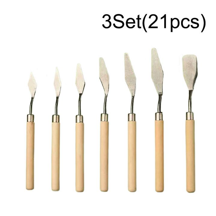 1 sada/3 sady Škrabka na olejomalbu Sada špachtlí Dřevěná rukojeť Paletový nůž Umělecká barva Gouache Malířská škrabka