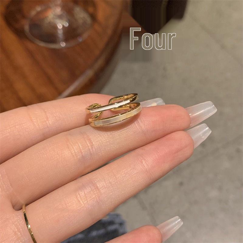 Elegant Double-Layer Drip Glaze Ring: Trendy Open Band for Women