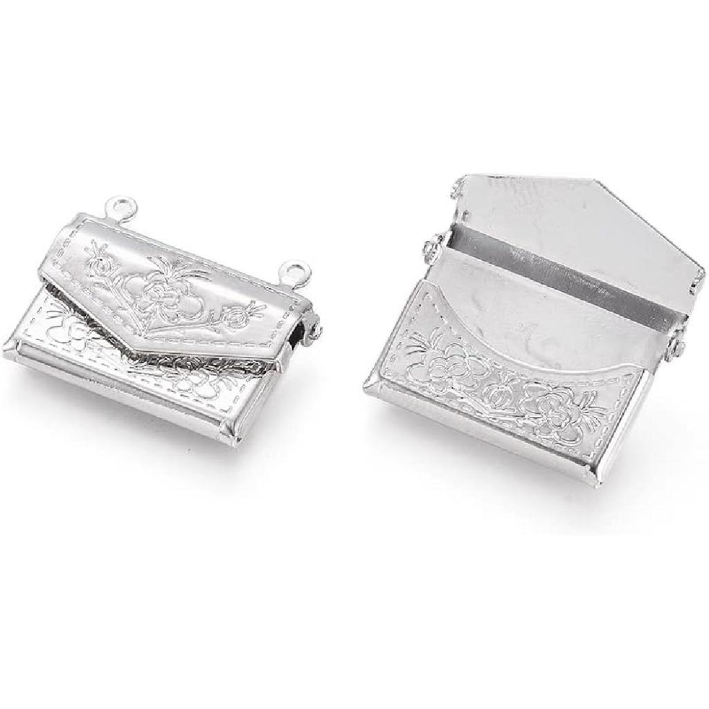 Beadthoven 10 szt. Prawdziwe Pozłacane 18K Serce Medalion Wisiorki Grawerowane Serce z Węzłem Wstążki Kwiaty Ramka na Zdjęcie Zawieszki Uchwyt na Zdjęcie Medalion Pamięci