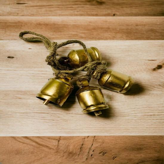 Set of 4 Harmony Cow Bells, Large Pet Neck Bell, Handmade Bell Set With Rope, Pet Accessories, Decorative Iron Bells, Christmas Gift