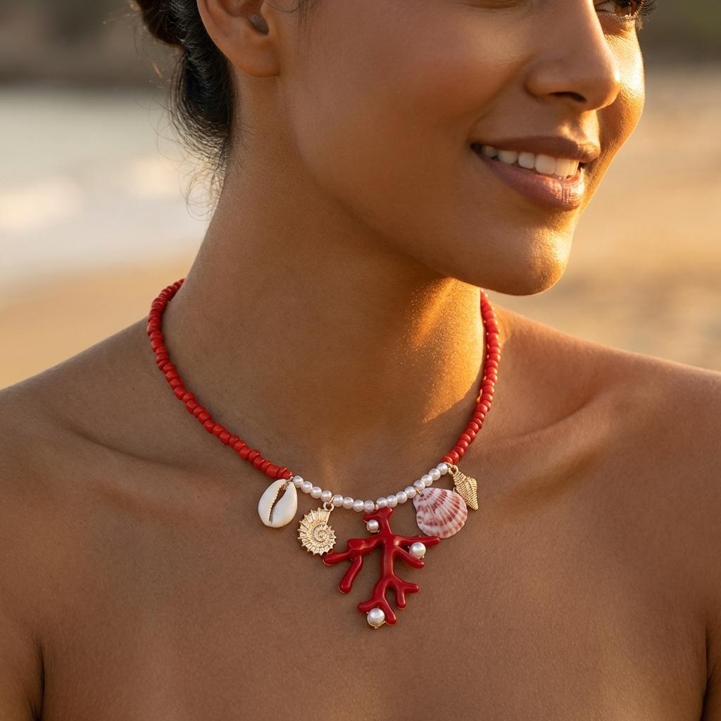 Bohemian Starfish Shell Pendant Necklace For Women Handmade Rice Beads Sun Coral Conch Pearl Beaded Choker Beach Party Jewelry