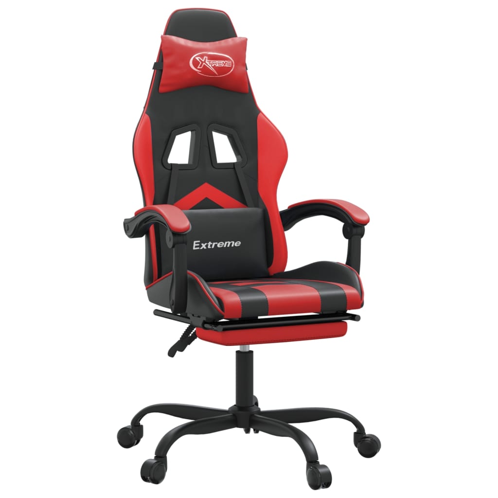 Gaming Chair with Footrest Black and Red PU Leather