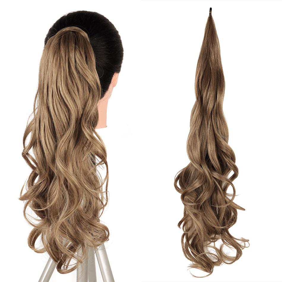 Synthetic Ponytail Extensions False Hair Tail for Women Flextail 26inch Length Blonde Ponytail Hairpieces For Women Daily Use