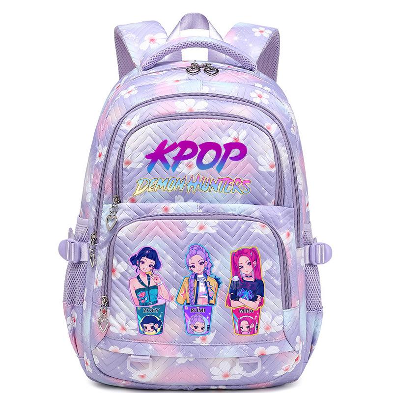 K-pop Охотники на демонов Подростковый рюкзак Huntrix Студенческий школьный рюкзак для мальчика и девочки Большая вместимость Детский рюкзак 7