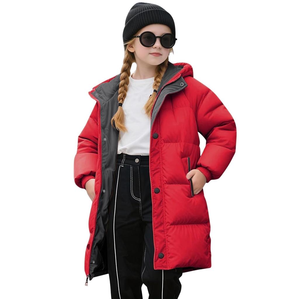 Girls' Fashion Cotton Coat Children's Mid-Length Thickened Padded Jacket