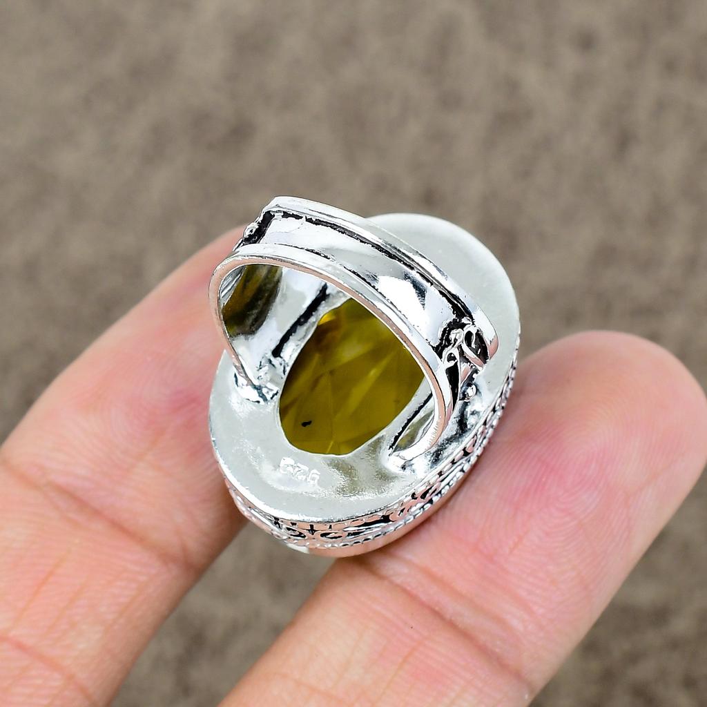 Citrine Genstone Handmade 925 Sterling Silver Jewelry Ring Size 8 KKG-464