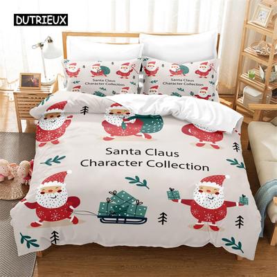Frohe Weihnachten Bettwäsche-Set Bettbezug-Set 3D-Bettwäsche Digitaldruck Bettwäsche Queen-Size-Bettwäsche-Set Modisches Design