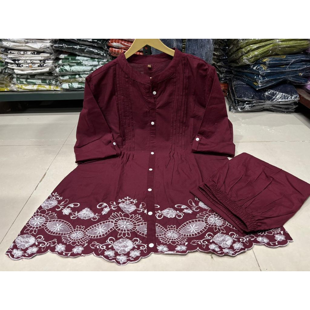 Designer Pakistani Cotton Kurti Pant Set Indian Women Ethnic Top Kurta Cord Set