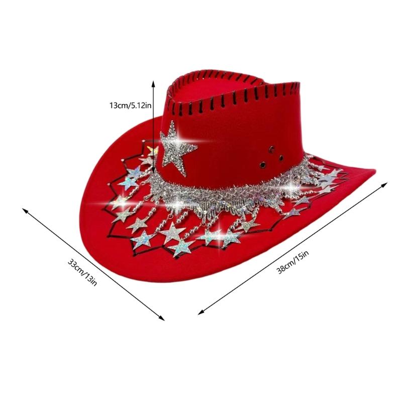 Practical Felts Cowboy Hats With Festival Five Point Star Embellishment Comfortable Unisex Western Accessory For Christmas