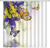 Pink Flower Butterfly Shower Curtain Natural Garden Landscape Home Fabric Bathroom Decoration Shower Curtain With Hook