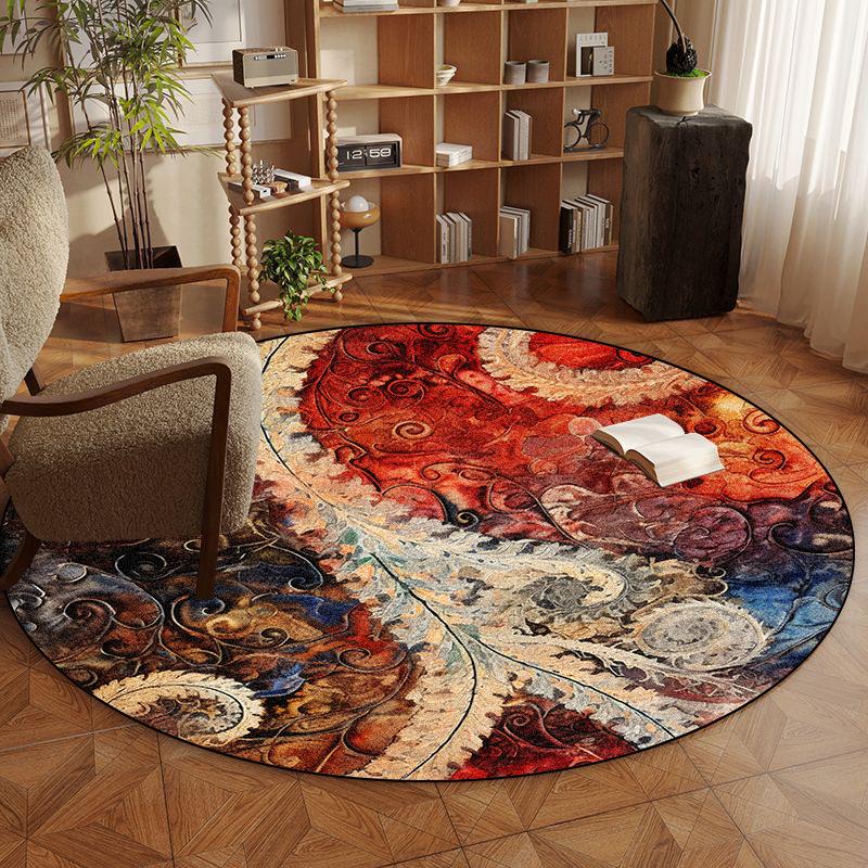 

Круглі килими в стилі ретро Персія для спальні, килимок під стілець для кабінету, прикраса для вітальні, великі килими, нековзний килимок для вхідної зони, можна прати 60*60cm