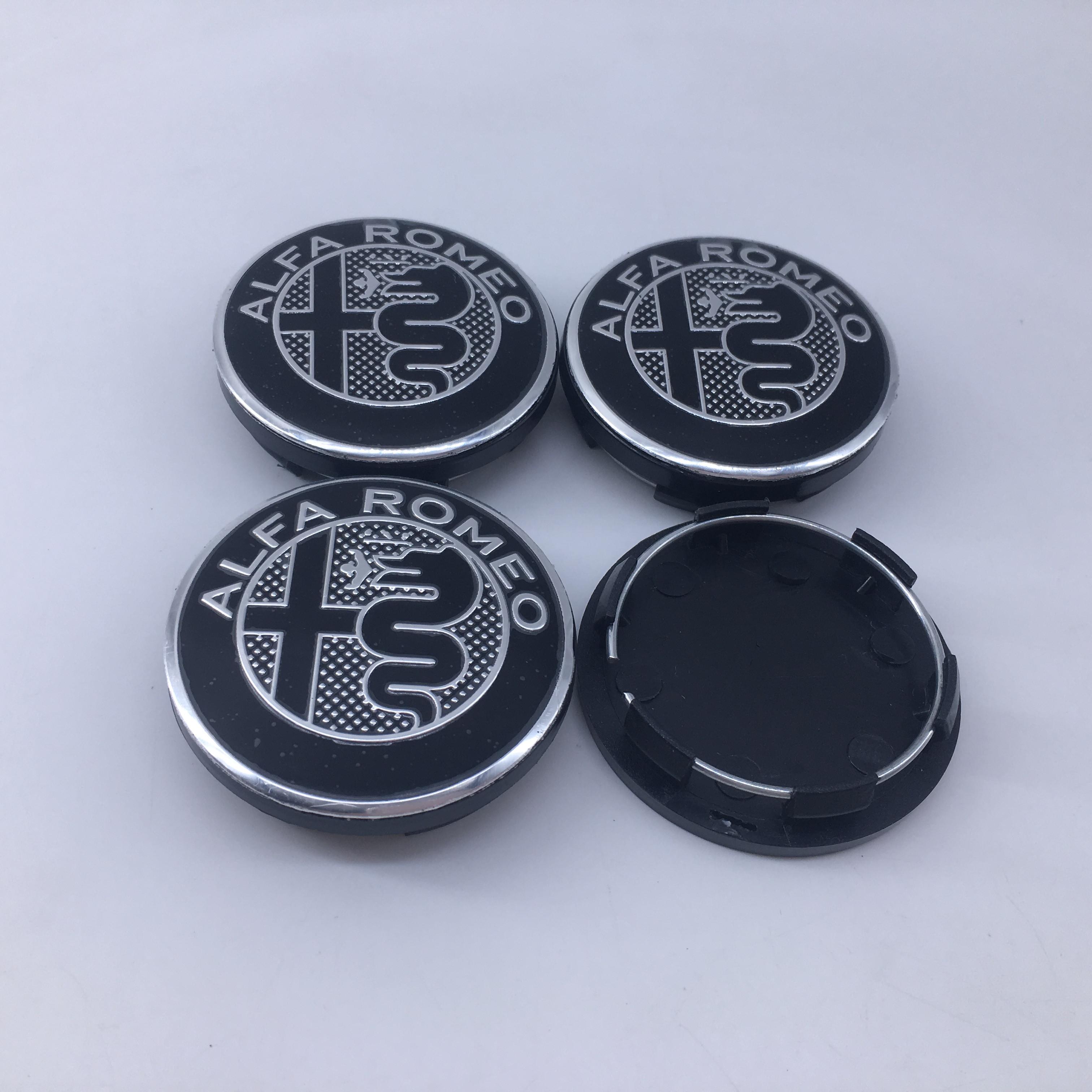 

For Alfa Romeo 2026 Hot Sticker 4pcs 50MM ForAlfa Romeo Giulia Giulietta 159 156 MITO Stelvio GT Car Emblem Wheel Center Covers 4pcs 50mm black caps