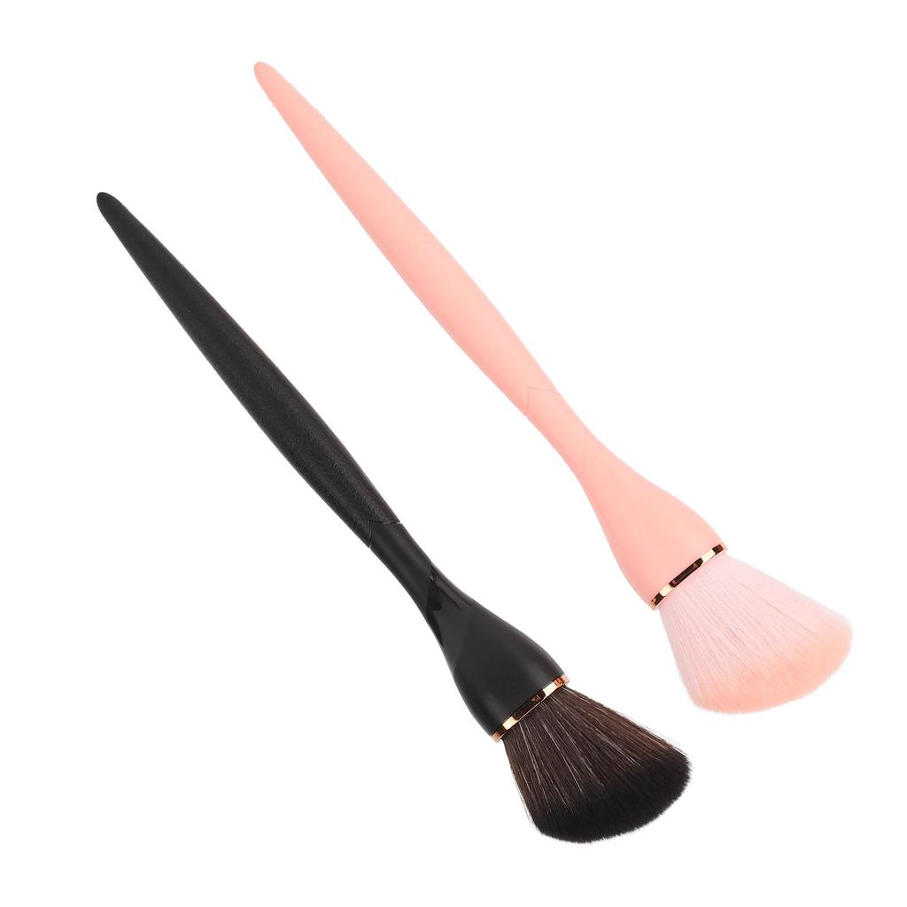 2PCS Angled Contour Brush Black Pink Artificial Fiber Accurate Coloring Soft Bristle Makeup Brush Set
