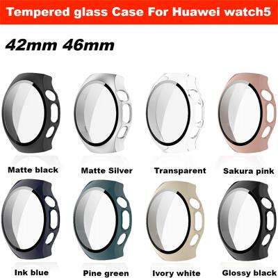 Sklo+Pouzdro Pro Huawei watch5 42mm 46mm Ochranná fólie na displej PC rámeček s vysoce průhledným skleněným krytem Pro Huawei watch 5 kryt pouzdro