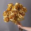 10 Stück Goldene Künstliche Rosen, 50 cm Künstliche Blumenarrangement, Dekoration für Hochzeit, Geburtstag, Brautparty, Dekoration für Muttertagsparty