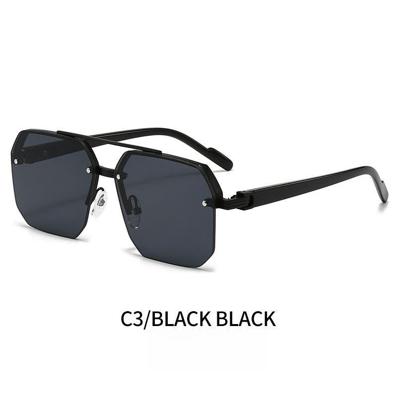 Double Bridge Semi-Frame Sunglasses New Square UV400 Shades for Men Driving Women Fashion Premium Sun Glasses
