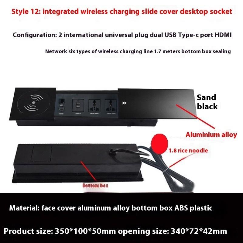 Enchufe de Escritorio para Conferencias Tipo Embebido Mejorado Tipo Oculto Multifuncional 3 Agujeros 5 Agujeros Enchufe Deslizante Lateral de Mesa Isla