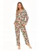 Women's Two-Piece Long Pajama Set, Button-Down, Viscose, Collar, MORAJ M PATT 1