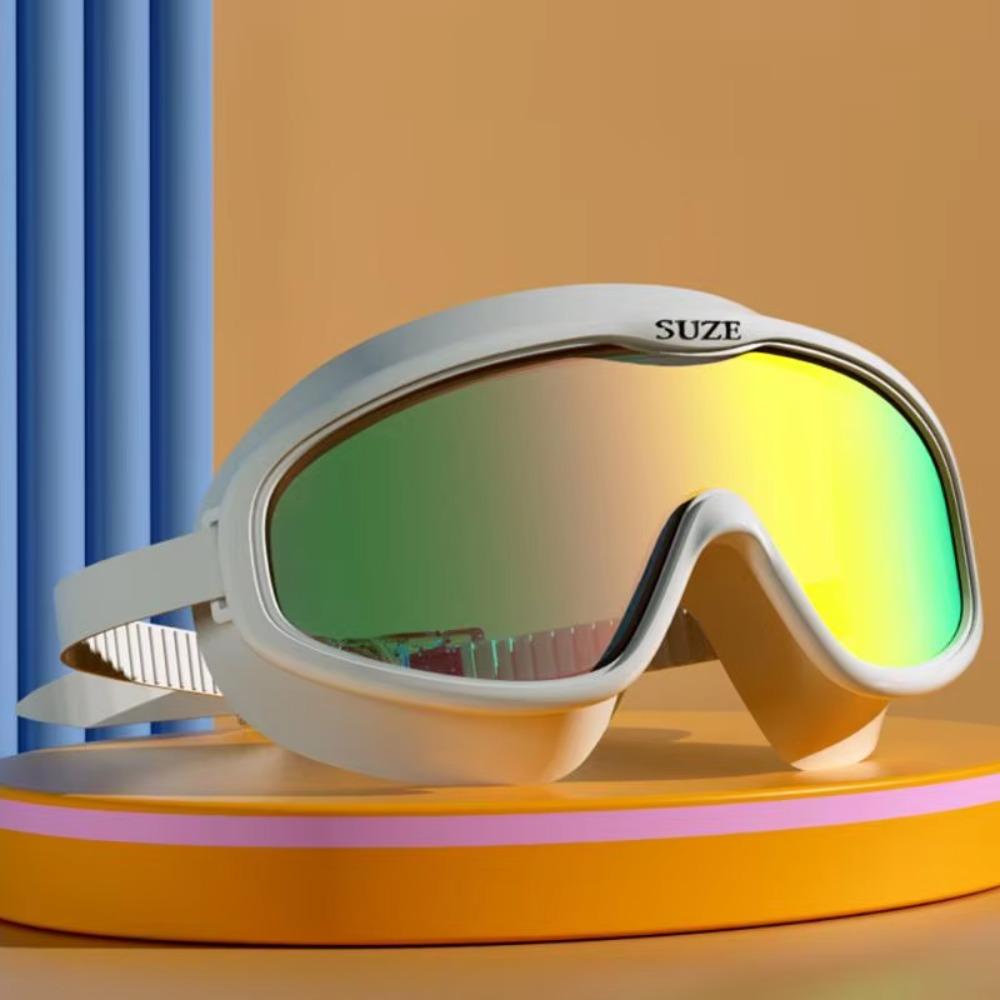 Large Frame Swimming Goggles Anti-fog with Glasses Case Diving Eyewear Silicone Anti-UV Water Racing Glasses Pool