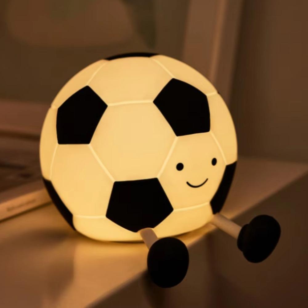 

Rechargeable Novelty Football Silicone Night Light 3 Level Dimmable Sleeping Nursery Bedside Lamp for Room Decor