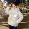 Women's Autumn And Winter Hooded Short Cotton Jacket Casual Fashion Wash Free Glossy Cotton Jacket