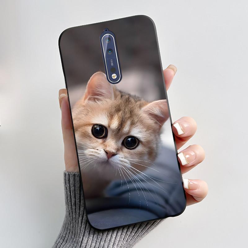 Custodia Per Nokia 8 / Nokia 8 Sirocco Custodia per Telefono Estetica Moda Gatto Carino Nero Opaco Morbido TPU Silicone Copertura Protettiva Paraurti