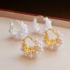 Premium Sense Retro Temperament Ear Buckle Pearl Earrings Women's Sweet Niche Light Luxury Plated 18k Gold Earrings Wholesale