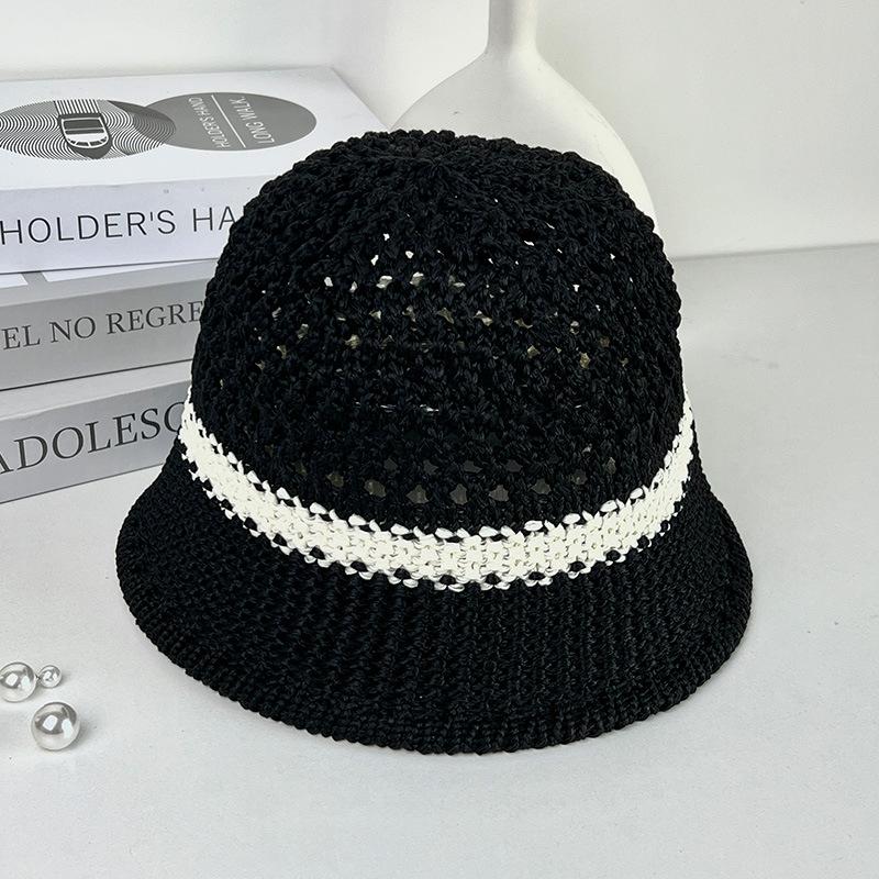 Grass Woven Hat Versatile for Women In Spring and Summer Hollowed Out Breathable Sunshade Basin Hat  Fisherman Hat