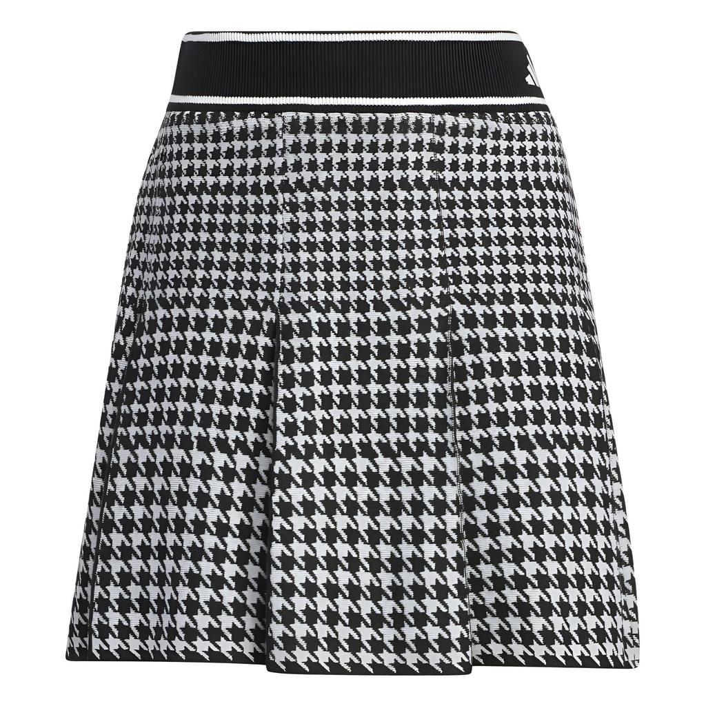 Adidas Golf Primeknit Comfortable Pleated Houndstooth Casual Skirt Women Skirts Black IM7260