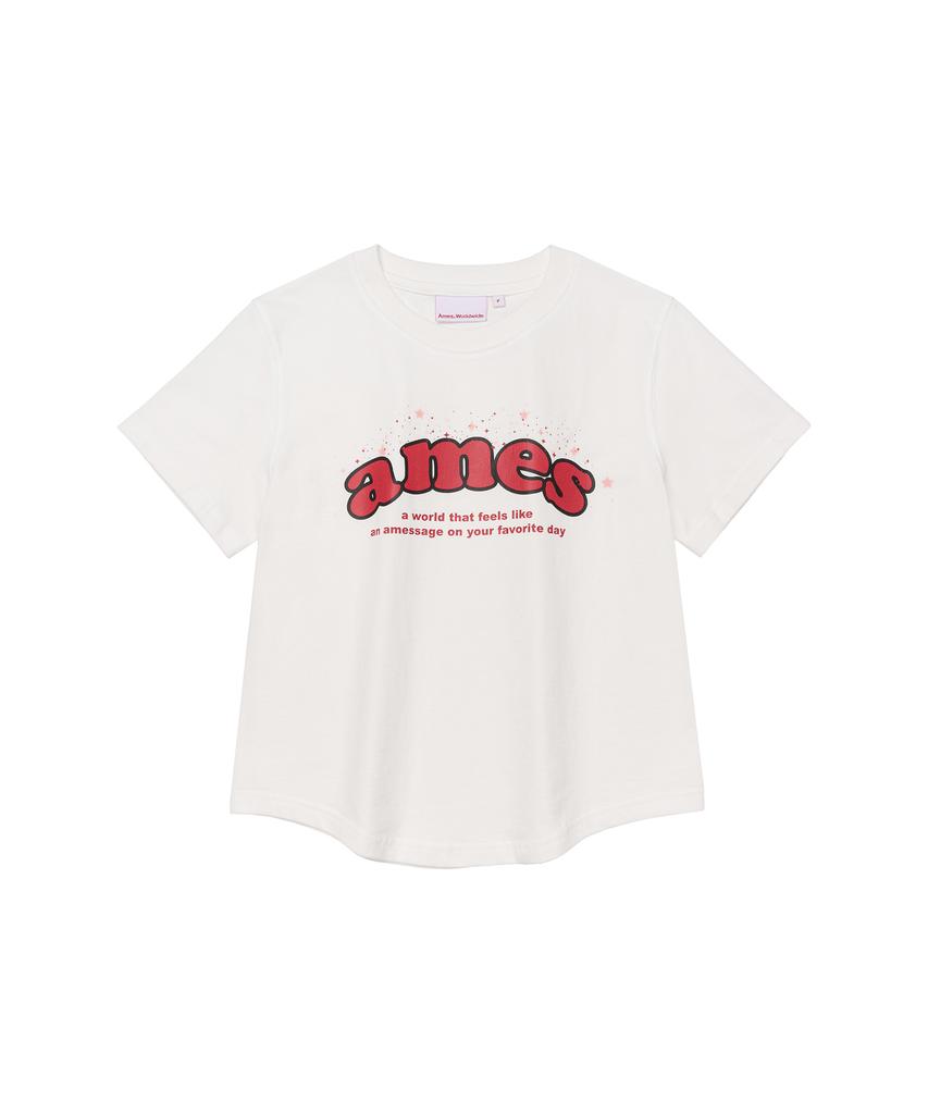 AMES-WORLDWIDE Shining Ames Round Hem Crop Tee White