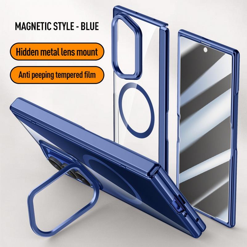 Custodia Protettiva Trasparente con Anello Magnetico per Schermo per Samsung Galaxy Z Fold 8 Fold8 Ultra Fold7 Copertura con Cerniera a Molla