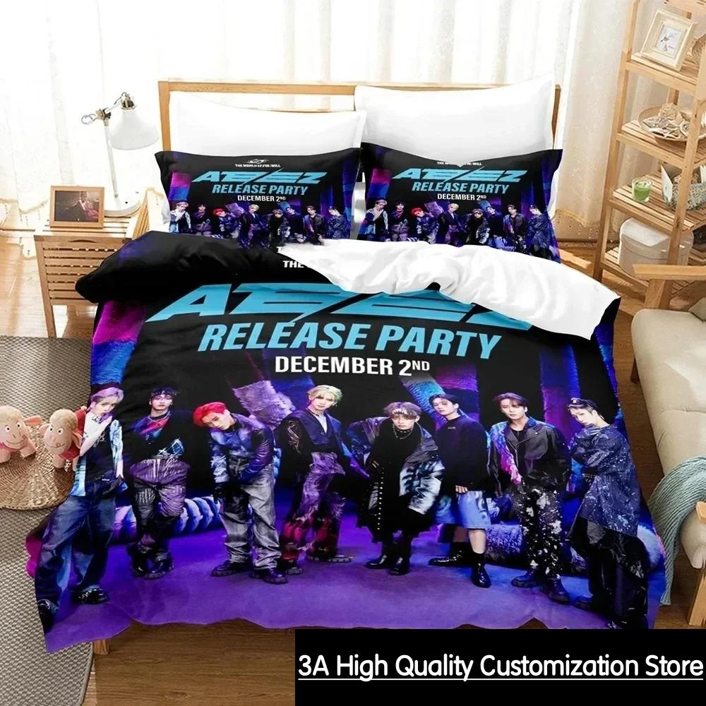 El Mundo Ep.fin Will ATEEZ Juego de Ropa de Cama Funda Nórdica Juego de Cama Funda de Colcha Funda de Almohada Edredón tamaño King Queen Ropa de Cama para Niños Adultos