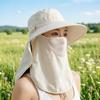 Unisex Japanese Style Wide Brim Drawstring Bucket Hat for Sun Protection - Breathable Denim for Hiking and Climbing.